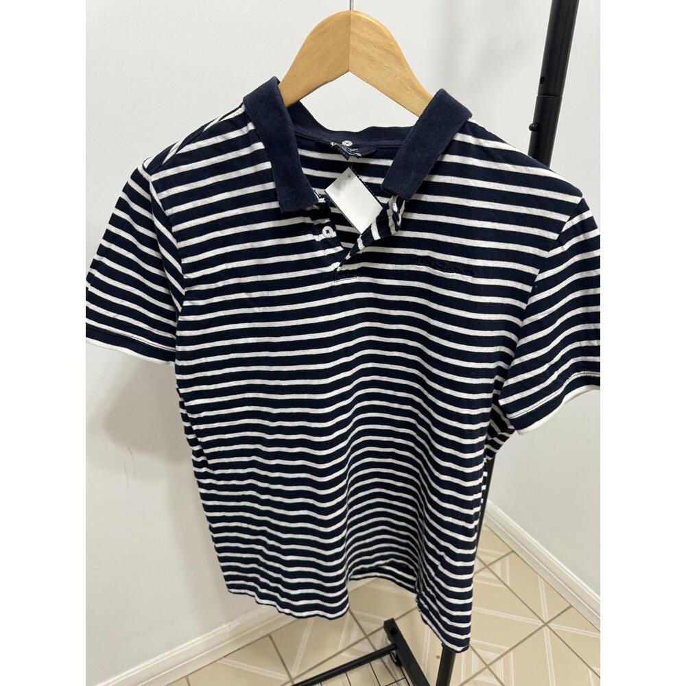 Ben Sherman - Navy Striped Polo - Mens Small